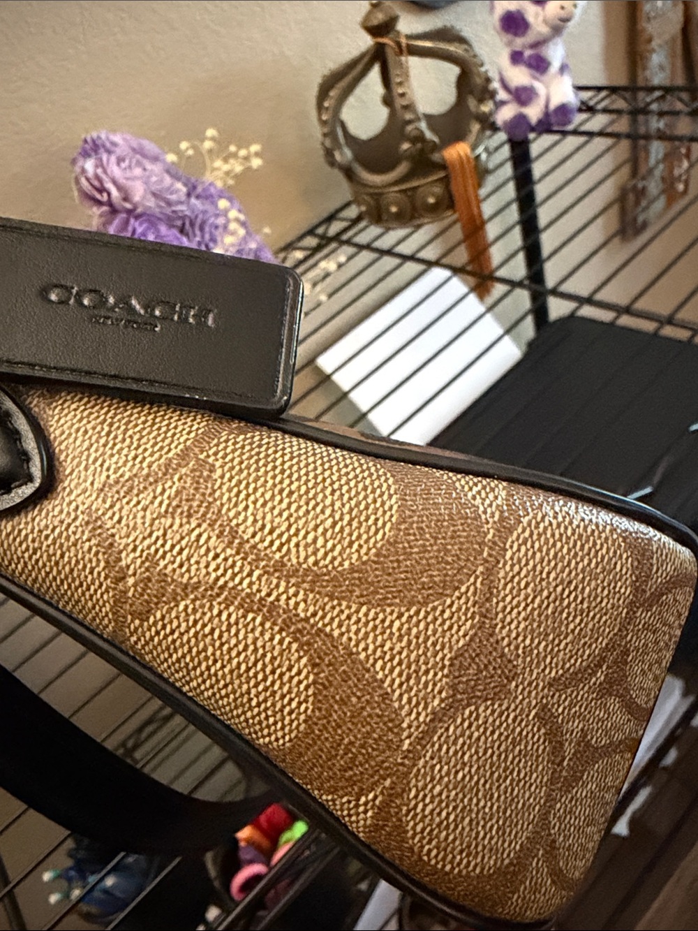 Coach Leopard-Print Leather Shoulder Bag - Brown/Black/Gold - Picture 7 of 7
